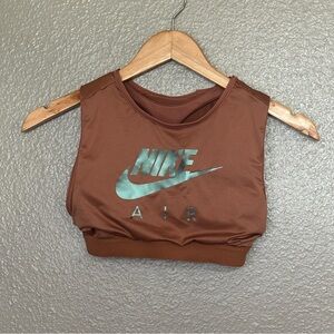 Nike Air Bronze brown SWOOSH high-neck crop top sports bra XS